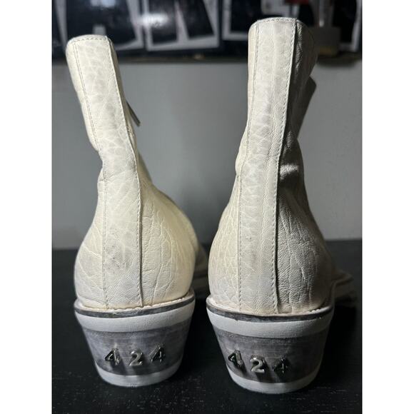 424 White Zip Shine Calf Cuban Boots main image 15